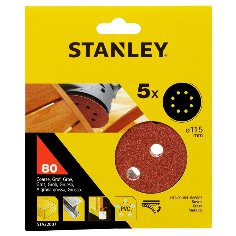 STANLEY FATMAX Papier brúsny pre excentrickú brúsku O 115 mm P80, 5 ks STA32007