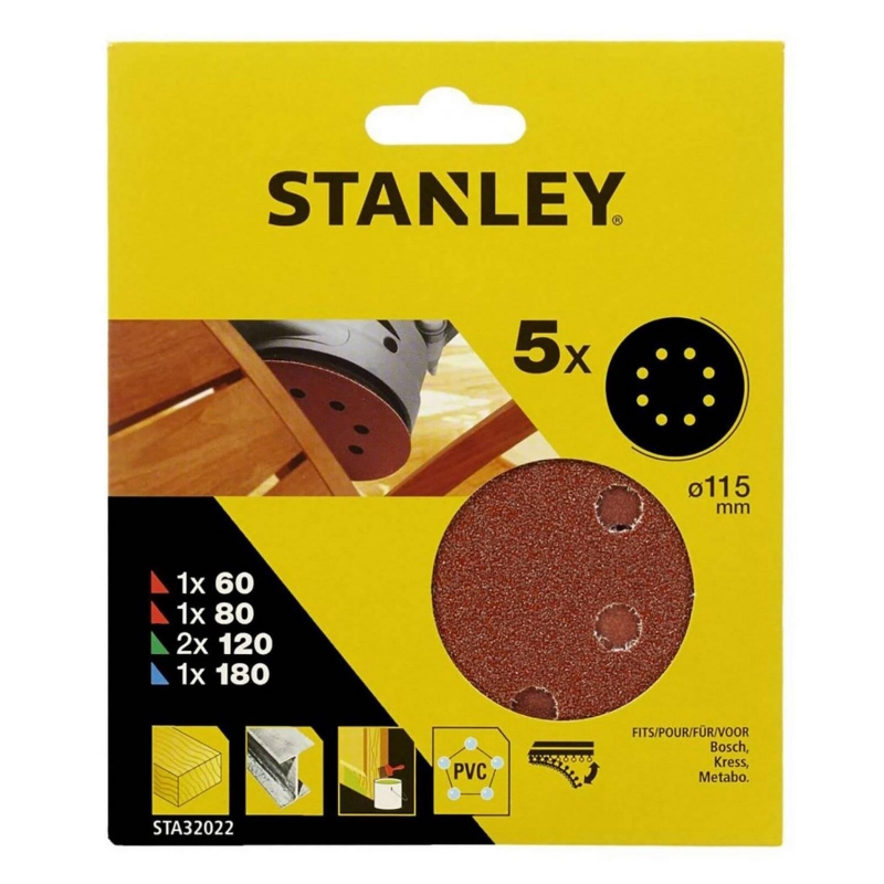 STANLEY FATMAX Papier brúsny pre excentrickú brúsku O 115 mm, 5ks STA32022