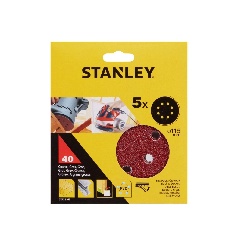 STANLEY FATMAX Papier brúsny pre excentrickú brúsku O 115 mm P40, 5 ks STA32167