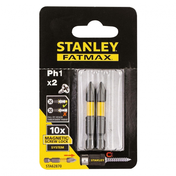 STANLEY FATMAX Bity skrutkovacie s magnetickým ScrewLock systémem PH1 x 50 mm, 2 ks STA62870