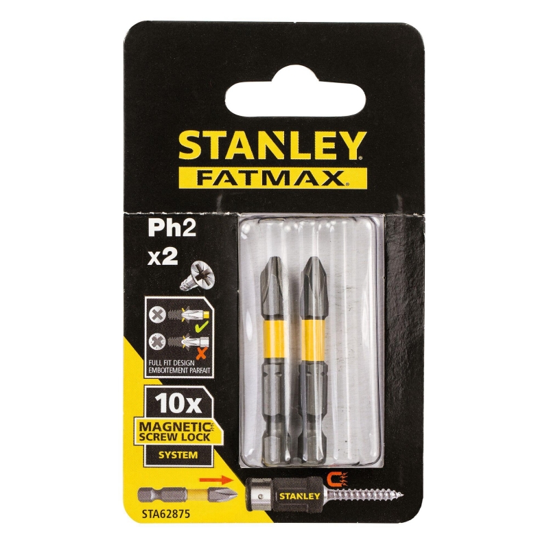 STANLEY FATMAX Bity skrutkovacie s magnetickým ScrewLock systémem PH2 x 50 mm, 2 ks STA62875