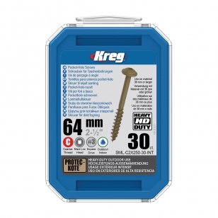 Kreg Protec-Kote Maxi-Loc HD Skrutky pre skryté spoje - 64 mm, hrubý závit, 30 ks