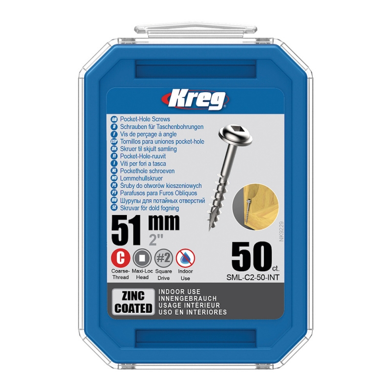 Kreg Zinc Maxi-Loc Skrutky pre skryté spoje - 51 mm, hrubý závit, 50 ks