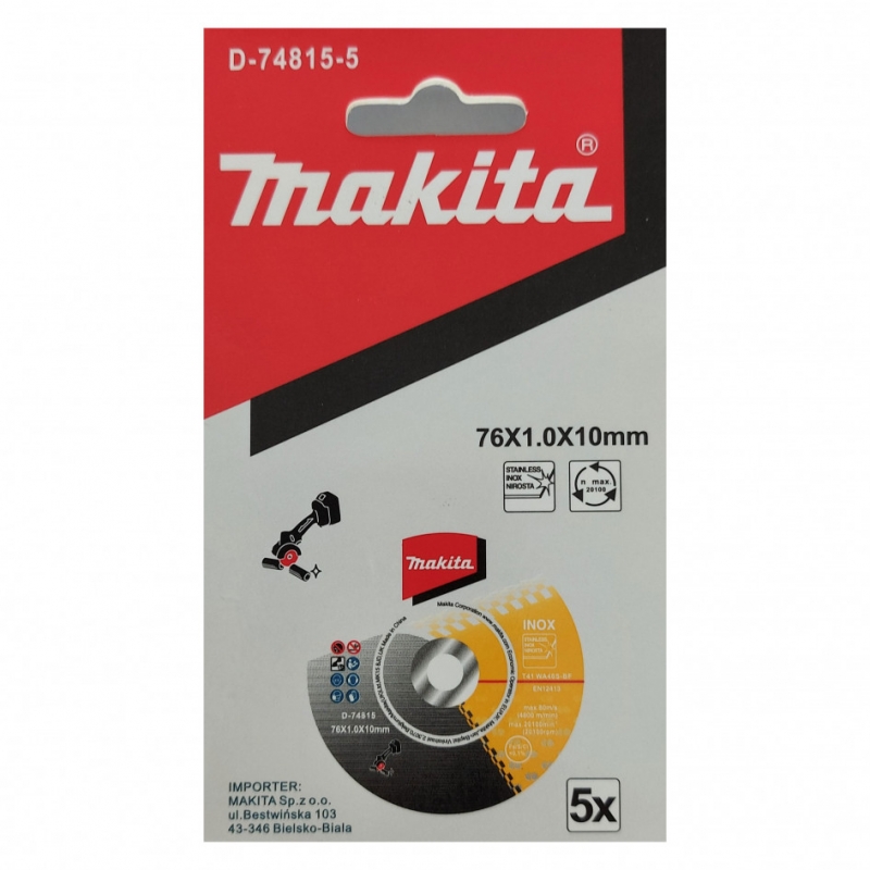 MAKITA Rezný kotúč na kov a nerez 76 x 1 x 10 mm, 5 ks / bal D-74815-5