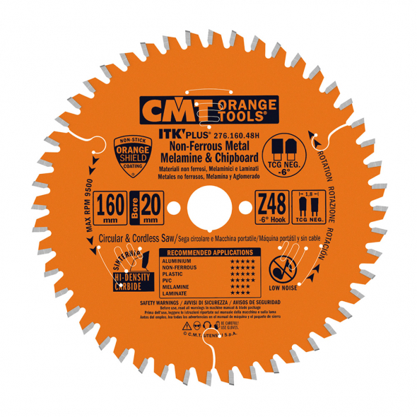 CMT ITK Ultra tenký kotúč na lamino, plast a neželezné kovy - D160x1,8 d20 Z48 HW