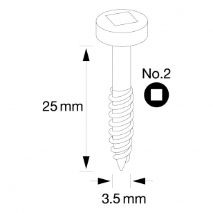 IGM Pocket Hole Skrutky - 3,5x25mm, jemný závit, válcová hlava, 500 ks