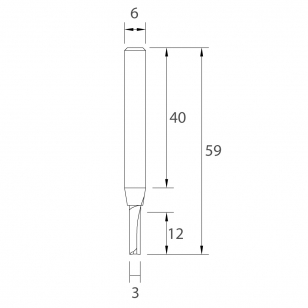 IGM M101 Drážkovacia fréza - D3x12 L59 S=6 HWM