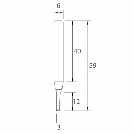 IGM M101 Drážkovacia fréza - D3x12 L59 S=6 HWM