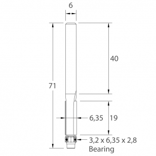IGM M106 Orezávacia fréza - D6,35x19 L71 S=6 HW