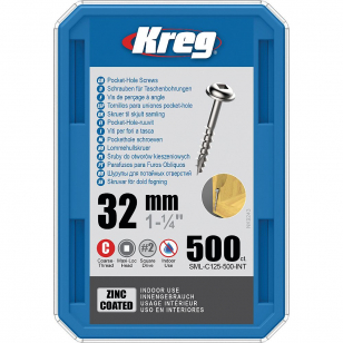 Kreg Zinc Maxi-Loc Skrutky pre skryté spoje - 32 mm, hrubý závit, 500 ks