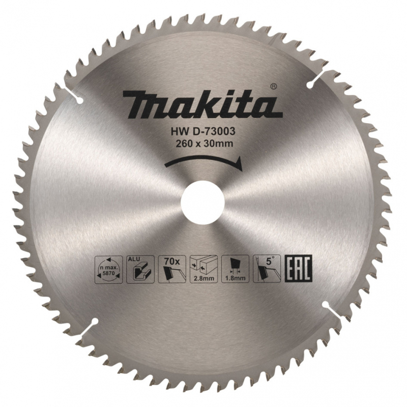 MAKITA KOTÚČ PÍLOVÝ 260 x 30 mm 70z D-73003